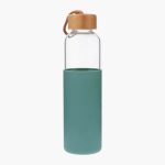 1pc Outdoor Glass Cup Mini Water Bottles Student Water Bottles Portable Water Cup Drinking Cup With Bamboo Cover